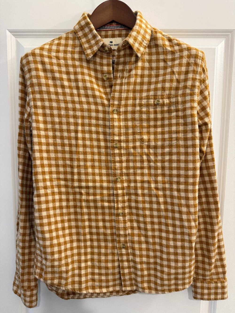 The Normal Brand Yellow Checkered One Pocket Flannel Small Men's Shirt Comfy